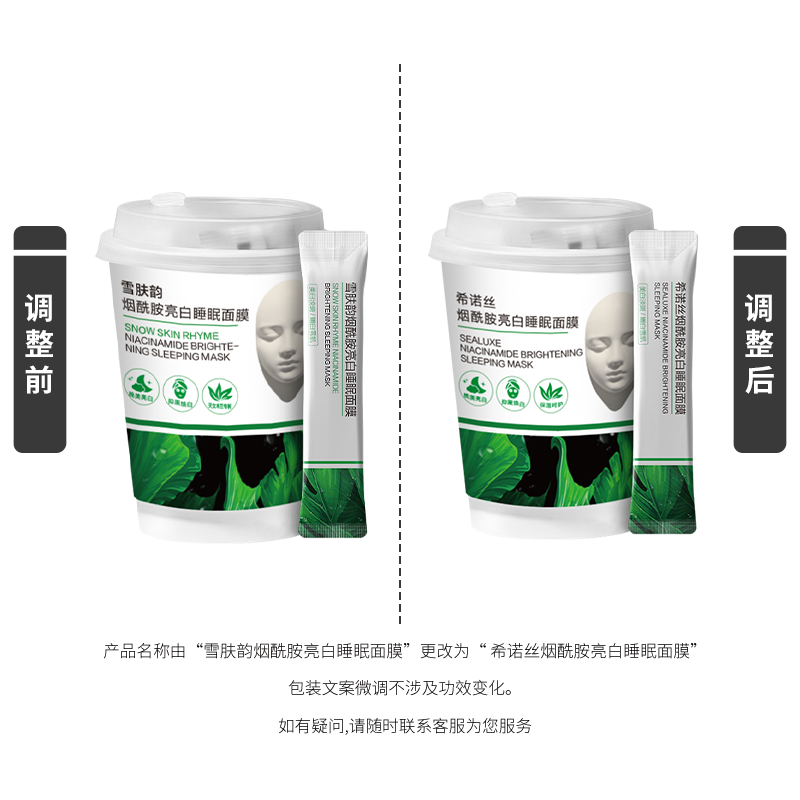 (Кол-во в коробке 24 шт) SEALUXE Ночная осветляющая маска для лица с ниацинамидом