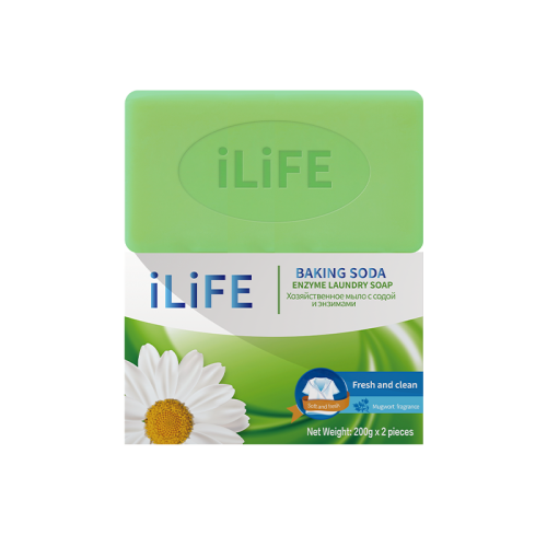 iLiFE Хозяйственное мыло с содой и энзимами 200 г х 2 шт