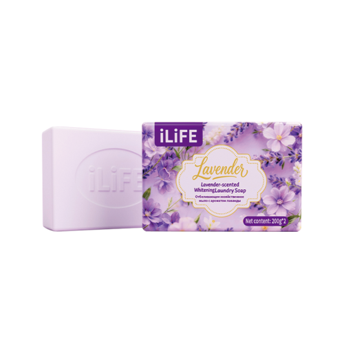iLiFE Хозяйственное мыло  с ароматом лаванды, отбеливающее, 200 г × 2 шт.