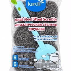 KARDLI Металлическая мочалка для мытья посуды (6 шт. в упаковке)